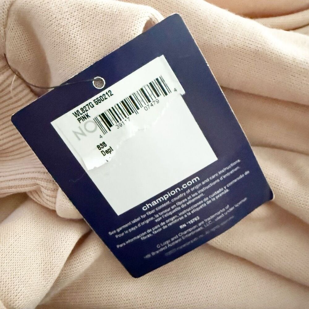 CHAMPION | NWT Crewneck Sweatshirt Crop Cropped "C" Logo Spiced Almond Pink | XL - Picture 11 of 11